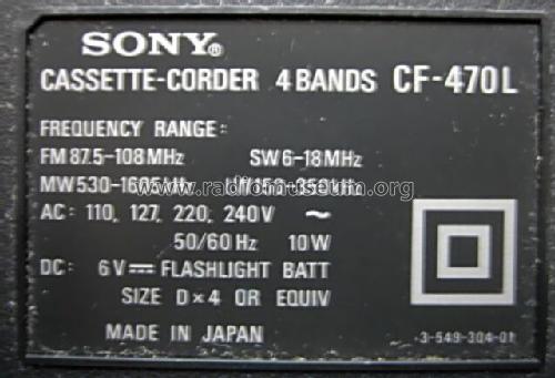 4 Band Radio Cassette Recorder CF-470L; Sony Corporation; (ID = 970773) Radio