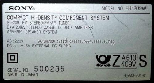 Compact Hi-Density Component System FH-209W; Sony Corporation; (ID = 1698487) Radio