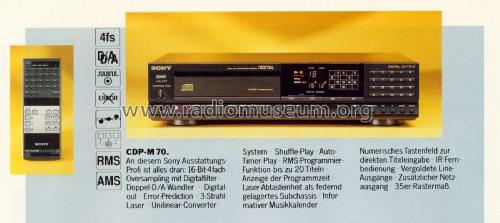Compact Disc Player CDP-M70; Sony Corporation; (ID = 1911548) R-Player