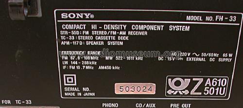 Compact HI-Density Component System FH-33; Sony Corporation; (ID = 1374819) Radio