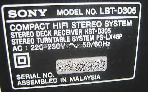 Compact HiFi Stereo System LBT-D305 HST-D305 PS-LX46P CDP-M12 PS-LX46P; Sony Corporation; (ID = 1377569) Radio