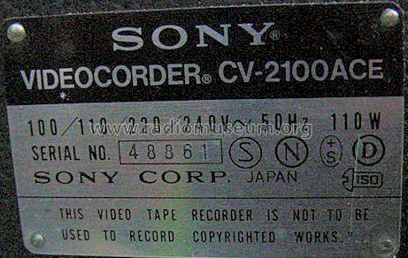 Videocorder CV-2100 ACE; Sony Corporation; (ID = 223771) R-Player