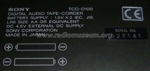 DAT Walkman TCD-D100; Sony Corporation; (ID = 684799) Reg-Riprod