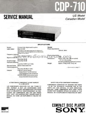 Digital Compact Disc Player CDP-710; Sony Corporation; (ID = 2043297) Reg-Riprod