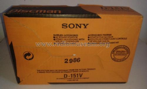 Discman D-151V; Sony Corporation; (ID = 1845298) Ton-Bild