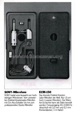 Electret Condenser Microphone ECM-150; Sony Corporation; (ID = 2076523) Microphone/PU