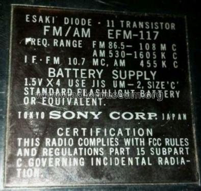 Esaki Diode EFM-117; Sony Corporation; (ID = 1975432) Radio