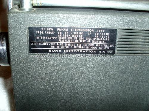 FM/AM 11 Transistor 1 FET 7F-81W; Sony Corporation; (ID = 1216876) Radio