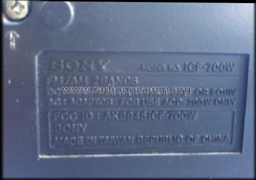 FM/AM 2Band Receiver ICF-700W; Sony Corporation; (ID = 1505043) Radio