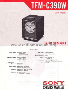 FM/AM Clock Radio TFM-C390W; Sony Corporation; (ID = 1712516) Radio