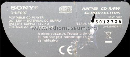 FM/AM CD Walkman - CD Player D-NF007; Sony Corporation; (ID = 2097339) Radio