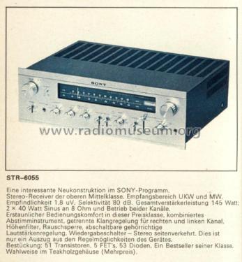FM Stereo / FM-AM Receiver STR-6055; Sony Corporation; (ID = 1884420) Radio