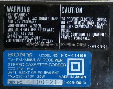 FX-414 BE; Sony Corporation; (ID = 1719557) TV Radio