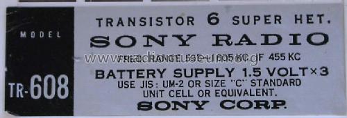 TR-608; Sony Corporation; (ID = 1455553) Radio