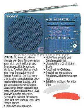 ICF-15; Sony Corporation; (ID = 1539462) Radio