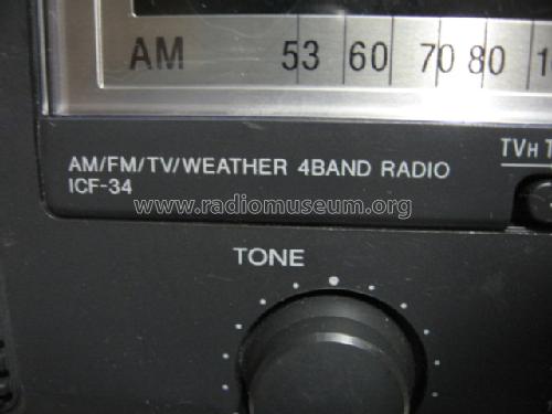 AM/FM/TV/Weather 4 Band Radio ICF-34; Sony Corporation; (ID = 1600443) Radio