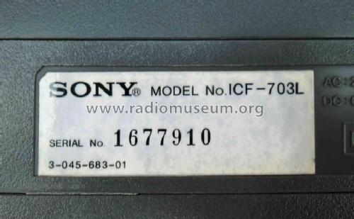 ICF-703L; Sony Corporation; (ID = 1688967) Radio