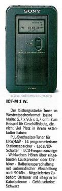 ICF-M1W; Sony Corporation; (ID = 1540075) Radio