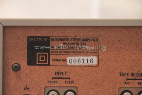 Integrated Stereo Amplifier TA-333; Sony Corporation; (ID = 1763049) Ampl/Mixer