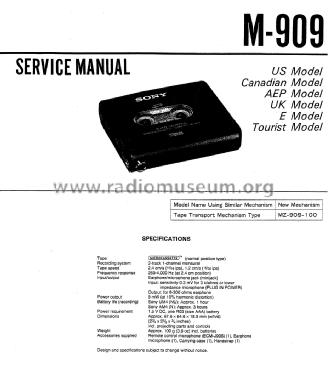 Microcassette Corder M-909; Sony Corporation; (ID = 1634656) Reg-Riprod