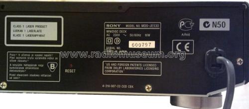 Minidisc Deck MDS-JE530; Sony Corporation; (ID = 1747407) R-Player