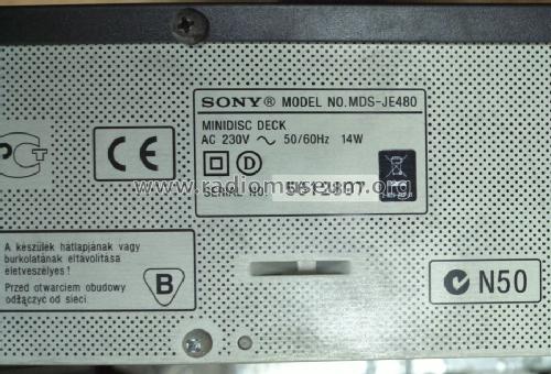 MiniDisc Recorder MDS-JE480; Sony Corporation; (ID = 1560757) Ton-Bild