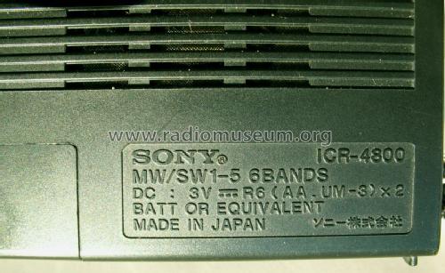 MW/SW 6 Band Receiver ICR-4800; Sony Corporation; (ID = 1139212) Radio