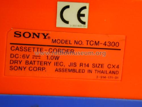 My first Sony Cassette-Corder TCM-4300; Sony Corporation; (ID = 673481) Enrég.-R