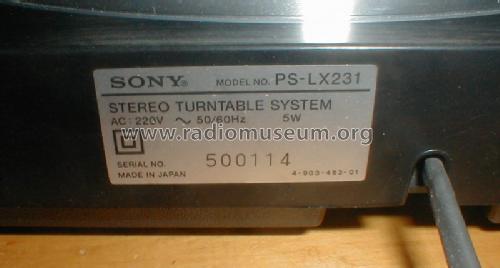 Stereo Turntable System PS-LX231; Sony Corporation; (ID = 1277722) Sonido-V