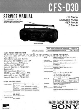 Radio Cassette-Corder CFS-D30; Sony Corporation; (ID = 1747354) Radio