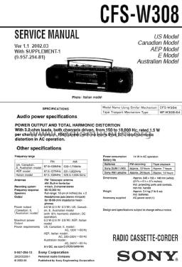 Radio Cassette-Corder CFS-W308; Sony Corporation; (ID = 1746819) Radio