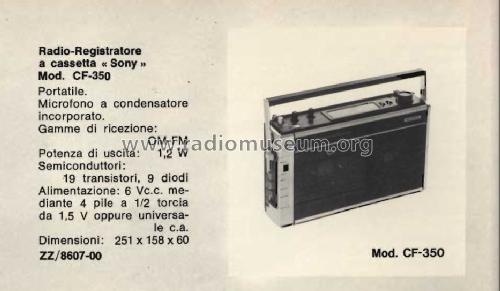 FM/AM Cassette-Corder CF-350; Sony Corporation; (ID = 1477921) Radio