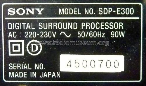 Digital Surround Processor SDP-E300; Sony Corporation; (ID = 1746470) Ampl/Mixer