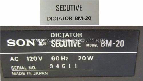 Secutive Dictator BM-20; Sony Corporation; (ID = 1185374) Enrég.-R