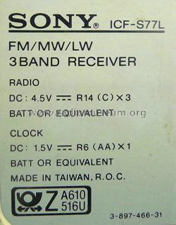 Shower Mate ICF-S77L; Sony Corporation; (ID = 686295) Radio