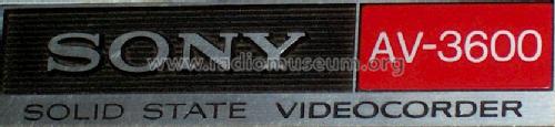 Solid State Videocorder AV-3600; Sony Corporation; (ID = 496479) R-Player