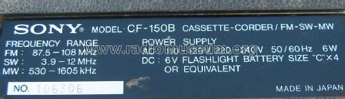 3 Band Radio Cassette Corder CF-150B; Sony Corporation; (ID = 1582720) Radio