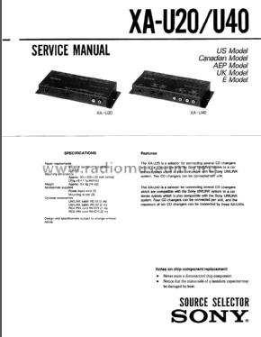 Source Selector XA-U20; Sony Corporation; (ID = 2039254) Altri tipi