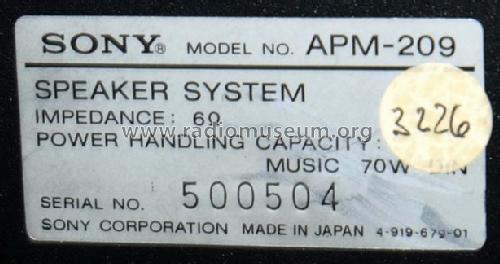 Speaker-System APM-209; Sony Corporation; (ID = 1698400) Speaker-P