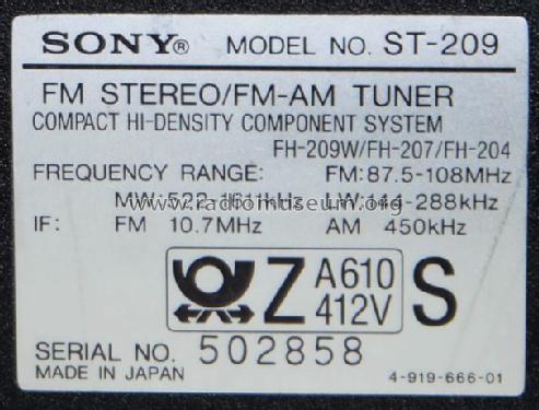 ST-209; Sony Corporation; (ID = 1698405) Radio
