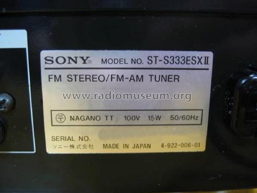 AM/FM Stereo Tuner ST-S333ESXII; Sony Corporation; (ID = 2007481) Radio