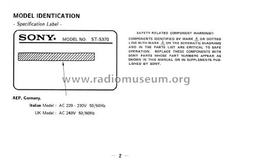 ST-S370; Sony Corporation; (ID = 1891975) Radio