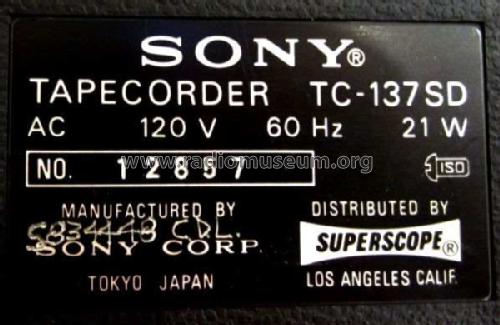 Stereo Cassette-Corder / Tapecorder TC-137SD; Sony Corporation; (ID = 2087687) R-Player