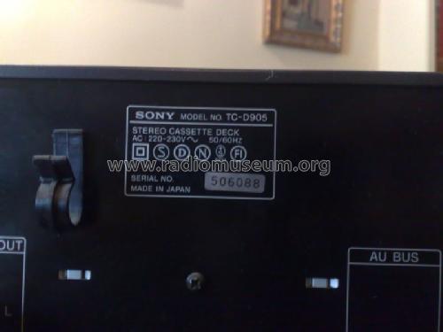 Stereo Cassette Deck TC-D905; Sony Corporation; (ID = 1671207) R-Player