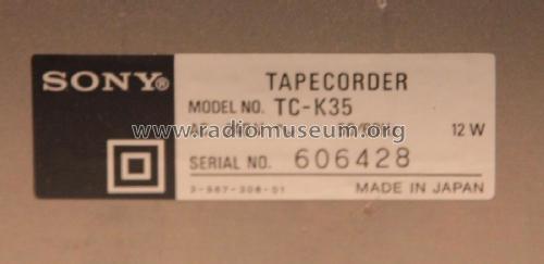 Tapecorder - Stereo Cassette Deck TC-K35; Sony Corporation; (ID = 1950829) R-Player