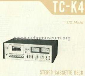 Stereo Cassette Deck TC-K4; Sony Corporation; (ID = 482420) R-Player