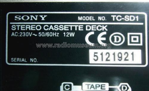 Stereo Cassette Deck TC-SD1; Sony Corporation; (ID = 1722236) Enrég.-R