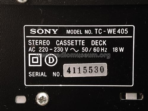 Stereo Cassette Deck TC-WE405; Sony Corporation; (ID = 1574567) Ton-Bild