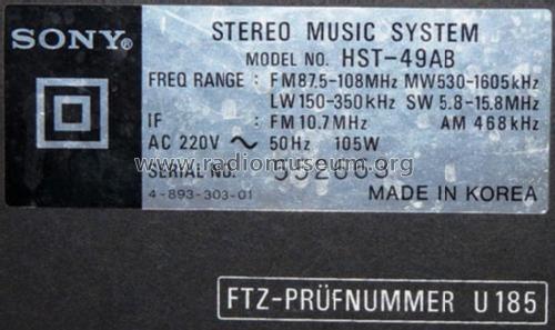 Stereo Music System HST-49AB; Sony Corporation; (ID = 724502) Radio