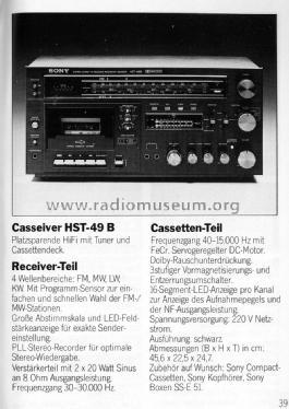 Stereo Music System HST-49B; Sony Corporation; (ID = 1720079) Radio